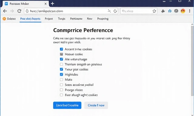 Representación de un panel de control de preferencias de cookies en un navegador, con opciones para aceptar o rechazar.